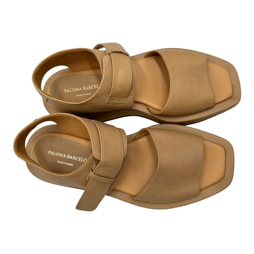 Paloma Barcelo Mamore Slingback Platform Chunky Sandals Nocciola NWOT